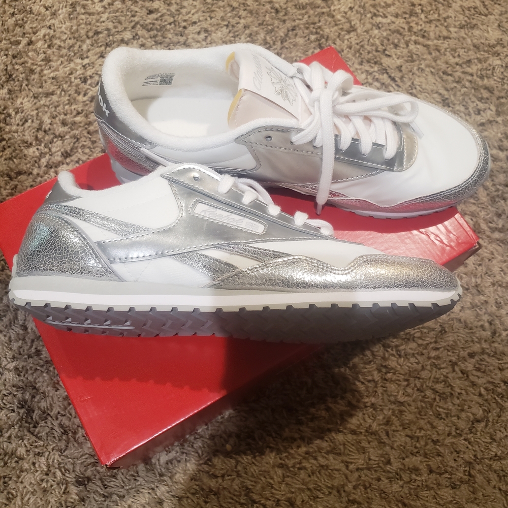 Reebok Women's Silver and White Sneakers